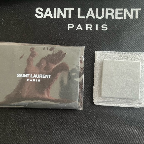 SAINT LAURENT Silver Diagonal Clutch - Picture 8 of 9